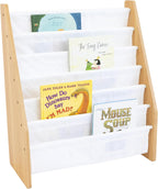 Humble Crew Kids Bookshelf, 6-Tier Front-Facing Book Display Organizer, Montessori Toddler Bookcase for Playroom, Bedroom & Reading Corner, White/Natural Wood | Humble Crew