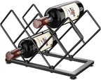 POKIPO Countertop Wine Rack - 7 Bottles Metal Small Wine Rack Wine Bottle Holder Storage Space Saving for Home Kitchen Bar Tableop Cabinet Pantry