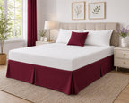 Box Pleated Bed Skirt – 100% Egyptian Cotton, 11 Inch Drop Bed Frame Cover Easy to Put On Hotel Class Luxurious Bedding (Wine, Queen, 11 Inch Drop)