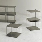 2 Tier Stainless Steel Side Table,Modular Stainless Steel Shelving Unit, Metal Storage Shelf Rack for Livingroom,Bedroom,Kitchen,Bathroom,Easy to Assemble