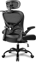 Freepub Ergonomic Office Chair with Headrest 3D, Mesh Office Desk Chair with Adjustable Lumbar Support, Computer Chair with Flip up Armrests, 350LBS Capacity - Design for Home/Offices - Black