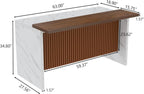 63" Large Imitation Marble Bar Table,Island Table with LED Lights,Mordern Marble Stripes Freestanding Mini Bar with Grille design,Home Bar Unit for Home Kitchen, Living Room, Balcony, Basement (White)