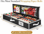 Wrapping Paper Storage Organizer – Under-Bed Gift Wrap & Ribbon Organizer Container (Fits up to 24 Rolls, 40″ × 14″ × 6″) Durable Fabric with Accessory Pockets & Adjustable Dividers