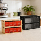 Stackable Bamboo Tea Box Organizer (Set of 2) - Large Capacity Tea Bag Storage Holder for Pantry & Cabinet - Multipurpose Tea Chest - Sustainable Kitchen Drawer & Office Breakroom Decor
