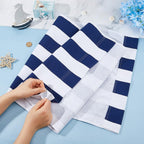 2Pcs Beach Sling Chair Replacement Fabric Blue and White Stripe Outdoor Folding Canvas 45x17in Patio Sling Chairs Cloth Outdoor Folding Chair Fabric for Home Beach Chairs Garden Courtyard