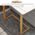 Sintered Stone End Tables C Shaped Couch Table Narrow Snack Table Living Room Small Tables Modern Rectangular Side Table for Couch Sofa Bedside(Platinum+Black)