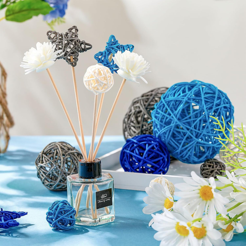 Chunful 22 Pcs Decorative Balls for Centerpiece Bowls Wicker Rattan Balls Orbs Vase Fillers for Craft, Party, Wedding Table Decoration, 5 Size, 2 Shapes(Vivid Color)