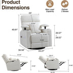 FiveWillowise 360° Rocker Recliner Chair with Adjustable Armrest&Headrest | Oversized Manual Nursery Glider with Cup Holder,Swivel Rocking Chairs for Breastfeeding,Living Room,Bedroom,Beige