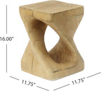 Natural Color MGO Twist Shape Side Table, Modern Abstract Accent End Table with Wood-Like Texture, Unique Sculptural Stool for Living Room, Bedroom, Patio, Home Decor
