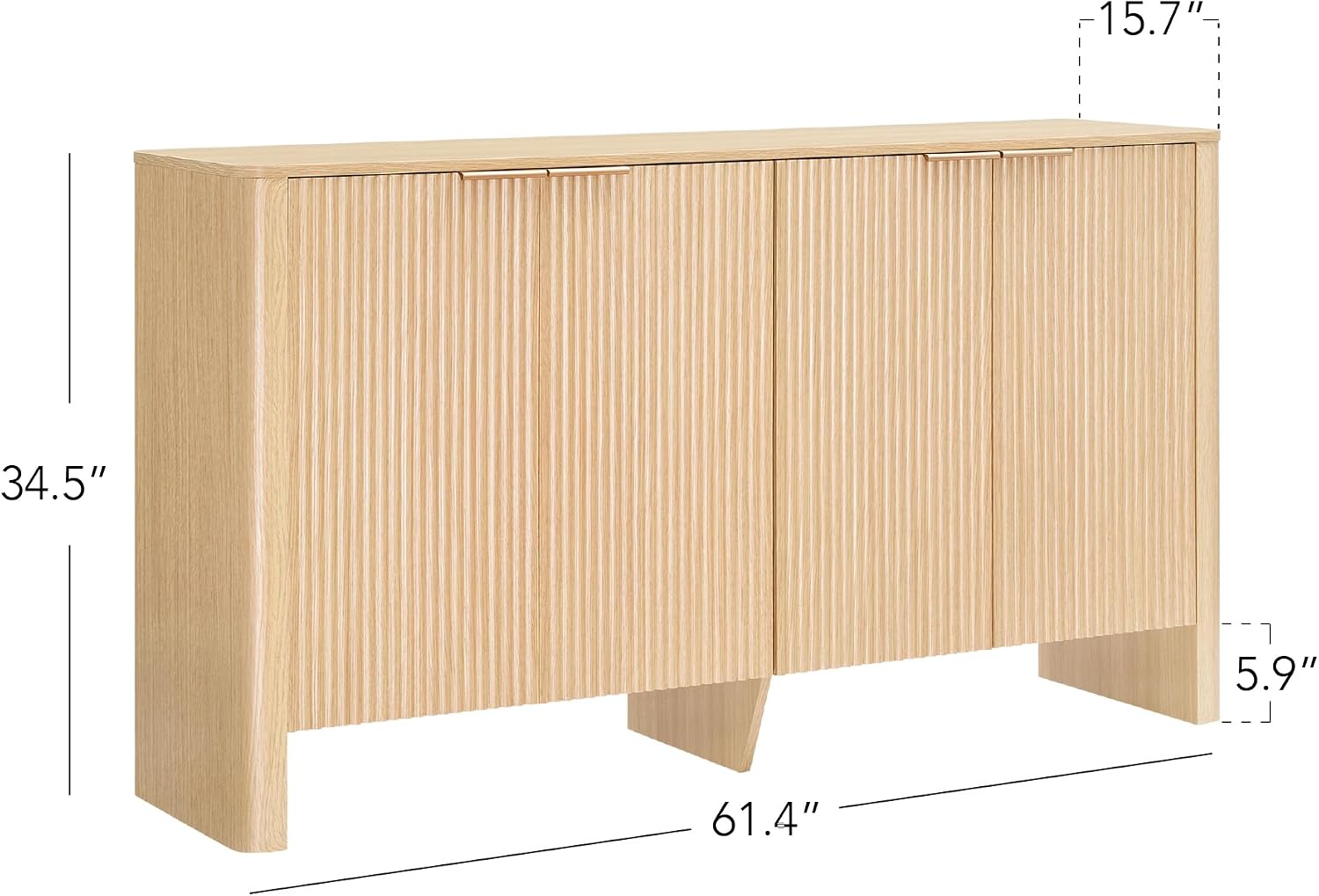 CHITA 61" Sideboard Buffet Cabinet with Storage, Living Room Accent Cabinet with Doors and Adjustable Shelves, for Bar, Kitchen, Oak