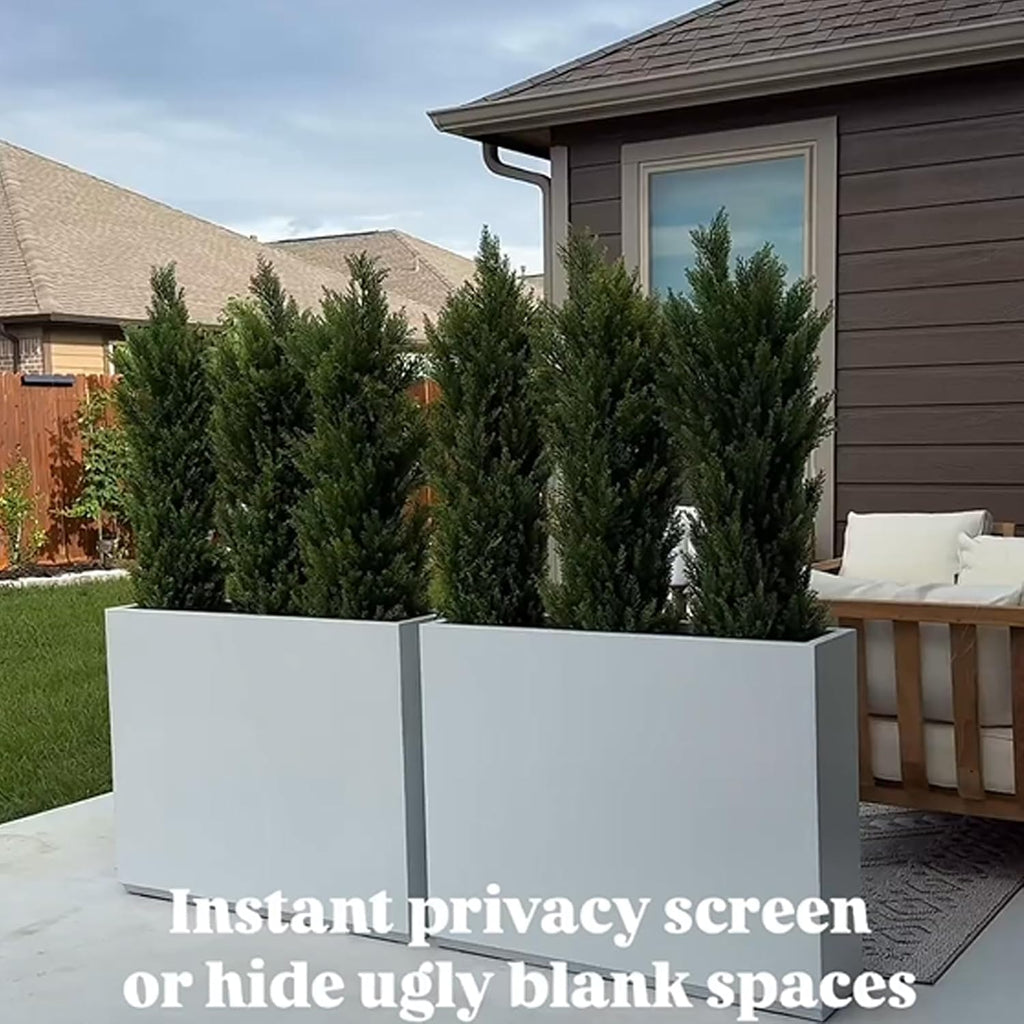 THE BLOOM TIMES Artificial Topiary Cedar Trees Outdoor 4FT Tall 2 Set, Realistic Faux Pine Cypress Shrubs Bushes, UV Resistant Large Fake Evergreen Plants for Front Porch Outside Planter Decor 4 Foot