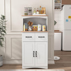 Kitchen Pantry Cabinet with Doors and Drawers, Storage Cabinet with Microwave Stand, Coffee Bar Hutch Cupboard Cabinet for Kitchen/Dining Room/Living Room