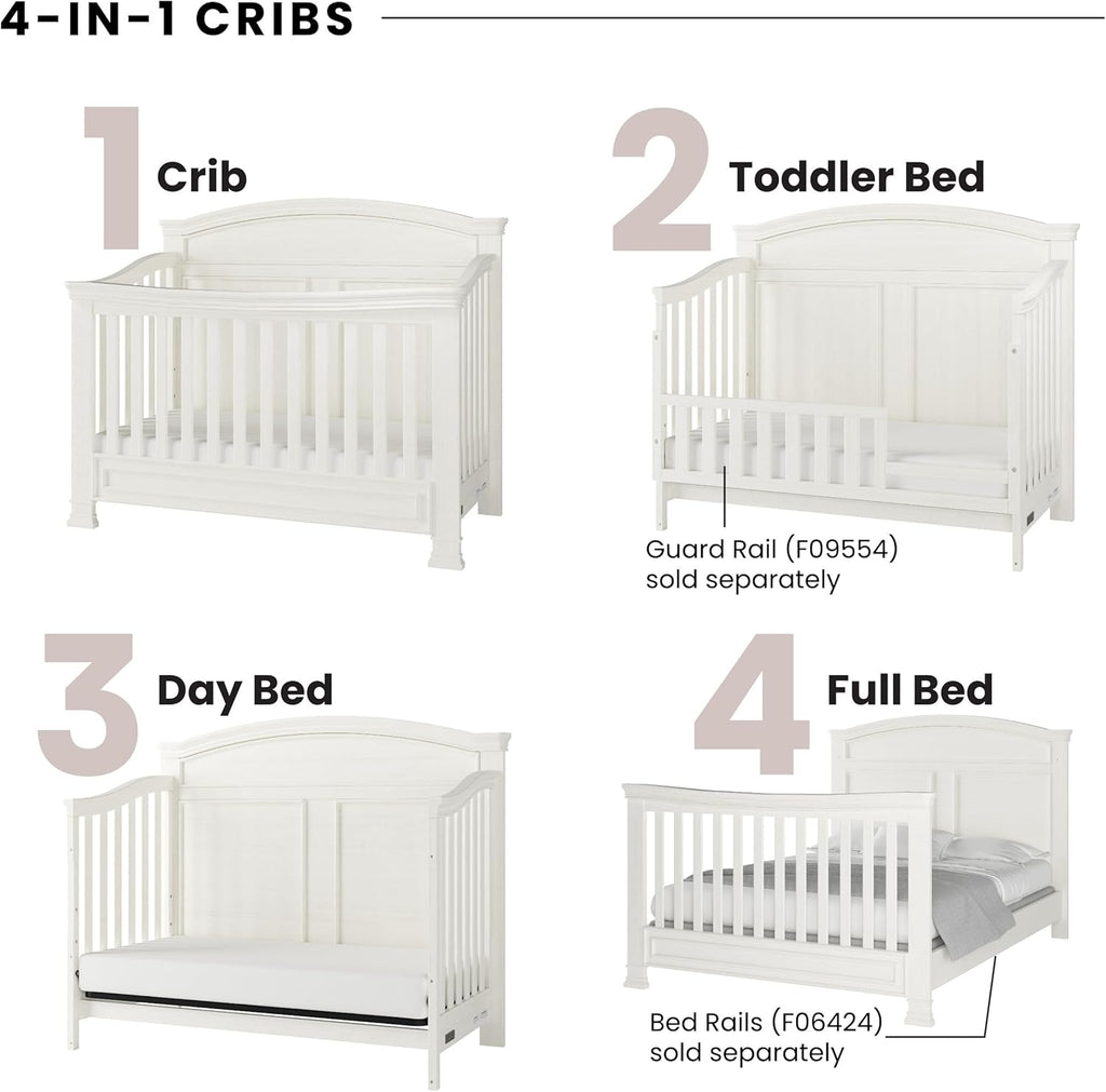 Child Craft Westgate Crib, Double Dresser, Chest, and Nightstand Nursery Set, 4-Piece, Includes 4-in-1 Convertible Crib, Dresser, Chest, and Nightstand (Vintage Linen)