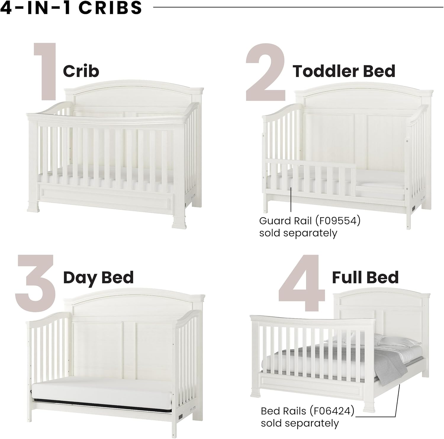 Child Craft Westgate Crib, Double Dresser, Chest, and Nightstand Nursery Set, 4-Piece, Includes 4-in-1 Convertible Crib, Dresser, Chest, and Nightstand (Vintage Linen)