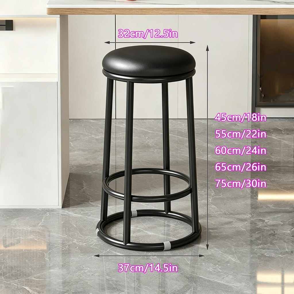 Backless Counter Stools, Mid-Century Modern Counter Stools, Office Chair, Comfortable Upholstered, for Pub Coffee Home Dinning Kitchen Island(Browns,65cm/26in)