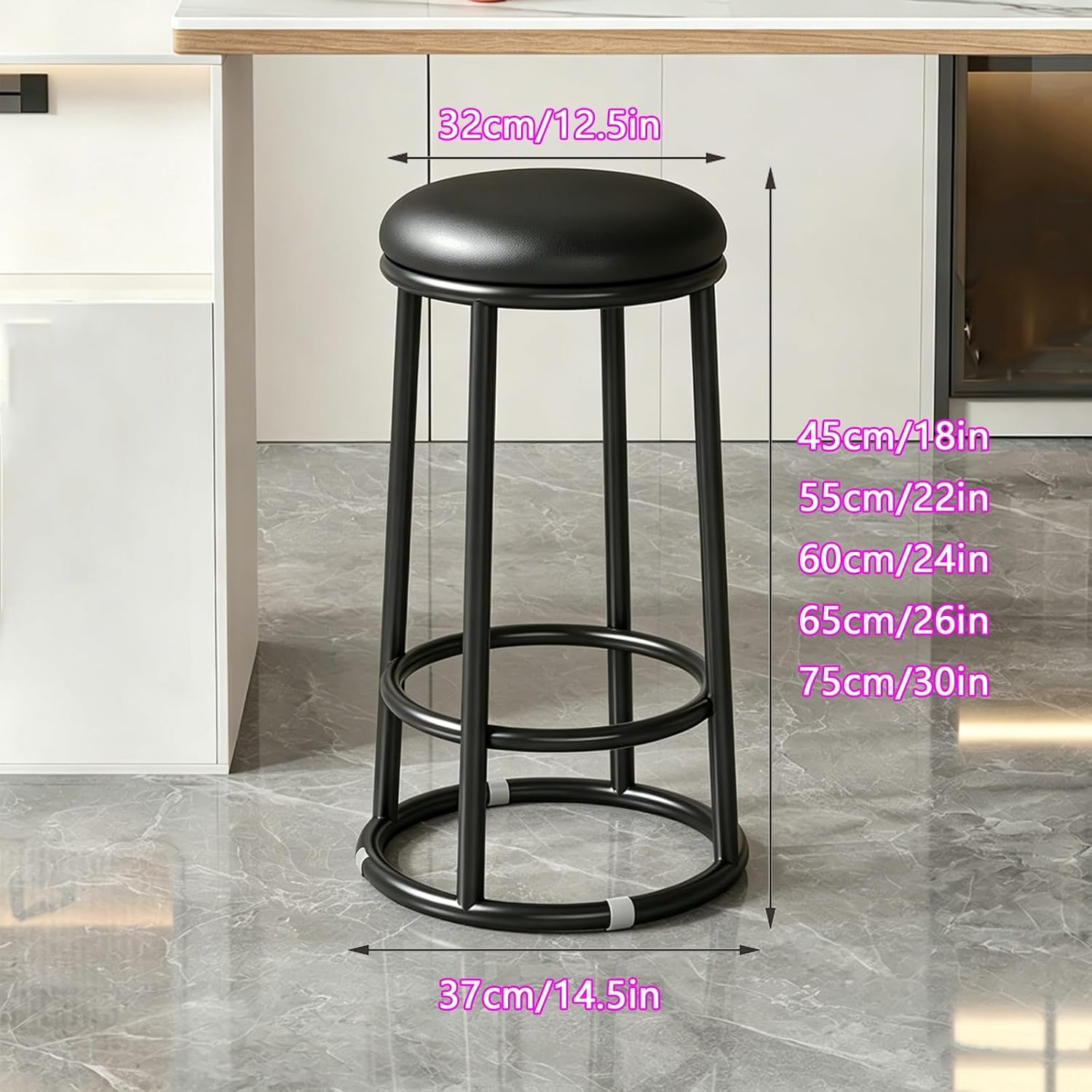 Backless Counter Stools, Mid-Century Modern Counter Stools, Office Chair, Comfortable Upholstered, for Pub Coffee Home Dinning Kitchen Island(Browns,65cm/26in)