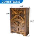 Shoe Cabinet with 2 Flip-Up Drawers, Adjustable Wooden Shoe Organizer with Shelf, Hidden Storage Cabinet for Entryway, Hallway, Living Room, Brown