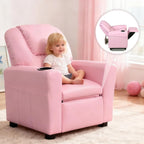 Toddler Recliner Chair for Kids Ages 1-4 – PU Leather Upholstered Kids Sofa with Cup Holder, Adjustable Backrest & Footrest, Comfortable Single Armchair for Boys & Girls Bedroom Living Room (Pink)
