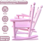 Kids Rocking Chair with Slatted Seat & Backrest, Wooden Porch Rocker for Kids Age 3-8 Indoor & Outdoor, Easy Assembly (Light Pink)
