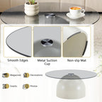 WILLIAMSPACE Round Nesting Coffee Table Set of 2 with Tempered Glass Top, Modern Center Tables with Carbon Steel Base for Living Room, Accent Tea Table, Easy Assembly, 27.5" & 19.6", Grey＋Brown