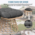 Outdoor Wicker Patio Ottomans Set of 2 rotatable Outdoor Footrest Small Seating, Large Wide Footrest, PE Rattan Thicken Cushioned Footrest, All-Weather Wicker Furniture for Balcony, Porch (YB)
