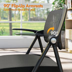 Stackable & Foldable Office Chair, Folding Desk Chair with Flip-Up Armrest, Breathable Mesh, Thick Seat Cushion & Rocking Backrest, Conference Room Chair with Wheel (Black，1)