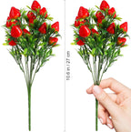 Veemoon 6 Pcs Artificial Strawberry Stems, 10.61 Inch Fake Red Berry Branches Plastic Fruit Picks, Faux Plants Floral Arrangement Centerpieces for Home Kitchen Vase Wreaths Summer Party Decor