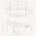 Watson & Whitely Genuine Leather Power Loveseat Recliner Sofa, 2 Seat Wall Hugger Reclining Sofa with Power Headrest & Charging Ports, Dual Recliner Sofas for Living Room, RV, Black