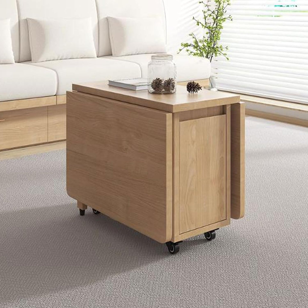 Center Table Foldable End Tables,Side Table with Storage Cabinet for Living Room, Small Bedside for Bedroom, Mobile Sofa Dinning with Wheels Storage Shelf