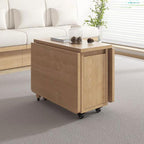 Center Table Foldable End Tables,Side Table with Storage Cabinet for Living Room, Small Bedside for Bedroom, Mobile Sofa Dinning with Wheels Storage Shelf