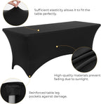 6ft Folding Table with Black Table Cloth Indoor, Foldable Desk with HDPE Tabletop, Safety Locks, Easy to Carry and Store, No-Assembly Outdoor Camping Table for Dining, Party, Picnic, White