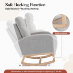 Modern Nursery Rocking Chair,Teddy Upholstered Glider with 26" High Backrest, Padded Seat for Living Room, Bedroom, Reading