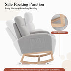 IDEALHOUSE Nursery Rocking Chair, Upholstered Glider Rocker with High Back & Side Pocket, Comfy Nursing Chair for Breastfeeding, Padded Nursery Armchair for Baby Room, Bedroom & Living Room,