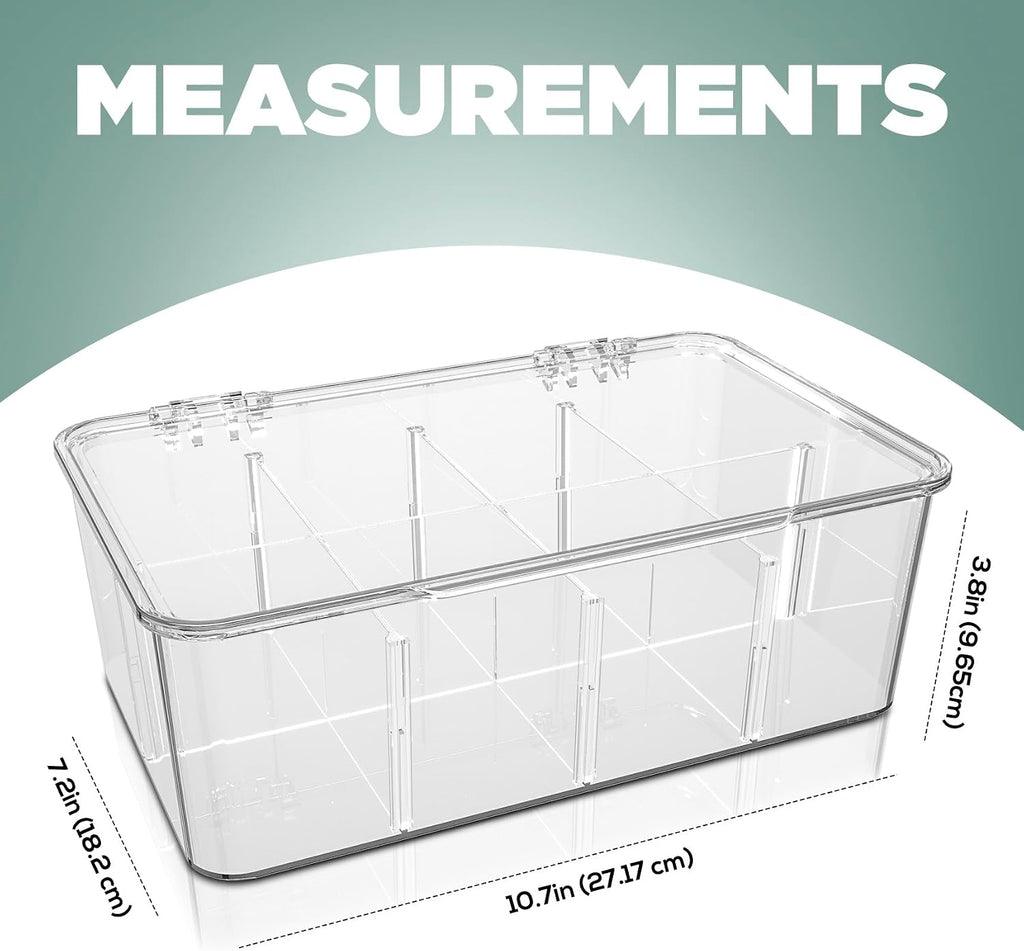 Utopia Home - Tea Bag Organizer With Lids, Clear Pantry Storage Box - (3 Pack) Stackable Partition Organizers or Holder With Lids For Drawers, Countertops, Fridge, Kitchen, Snack & Spice Organization