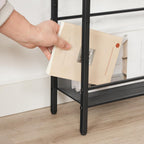 HOOBRO Small Narrow Side Table with Charging Station, Skinny End Table for Small Spaces, Slim Nightstand with USB Ports Outlet, Sofa Beside Table with Storage Shelf, Charcoal Black BC102UBZ01