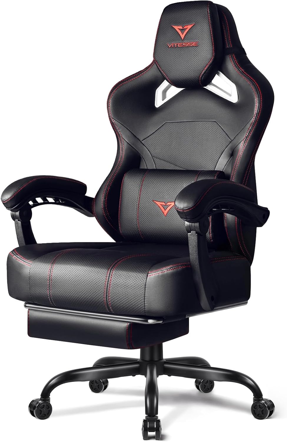 VITESSE Big and Tall Gaming Chair 400lb Capacity with Footrest, Racing-Style High Back Video Game Chair for Adults, PU Leather Computer Chair with Oversized Headrest for Gaming and Work