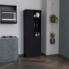 Riner 67" Slim Pantry Cabinet, 5-Tier Storage Shelves with Doors for Kitchen Organization, Black