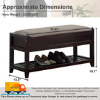End of Bed Wood Bench for Bedroom, Mid Century Retro Upholstered 35.4'' Wooden Storage Shoe Bench Ottoman for Entryway, Hallway, Bedroom.