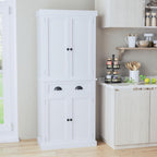 Flamaker 72" Kitchen Pantry Cabinet, Tall Pantry Storage Cabinet with Drawer and 4 Adjustable Shelves, Freestanding Pantry Cupboard Cabinet for Kitchen, Dining Room and Living Room (White)