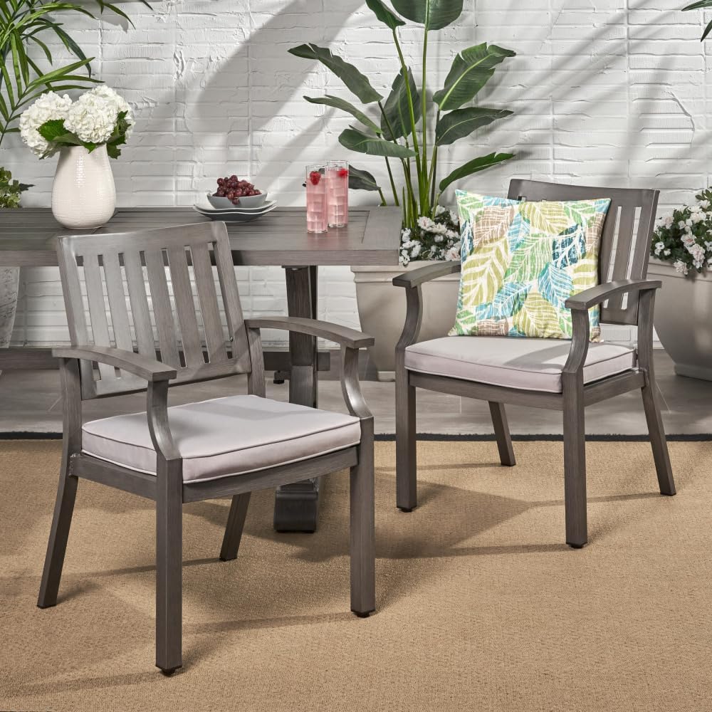 free-space Modern Simple Courtyard Single Chair with seat Cushion, Rust-Proof Aluminum Balcony Casual Dining Chair