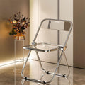 Acrylic Folding Chair with Electroplated Frame Multi Purpose Transparent Chair for Living Room Dining Room(Clear)