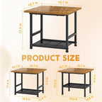 Mini Fridge Stand with Storage, End Table with 2-Tire Storage Shelf,Small Refrigerator Stand-Max Load 300 LBS Heavy Microwave Printer Stand Utility Cart for Dorm, Apartment, Kitchen, Office (Brown)