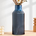STHIE 8 Inches Ceramic Flower Vase, Blue Vases for Centerpieces | Flambé Reactive Glaze,Minimalist Modern Home Decor, Pampas Grass Vase for Table, Fireplace, Shelf, Mantel, Entryway
