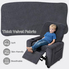 INFANS Kids Recliner, Toddler Lounge Chair with Adjustable Backrest Footrest Cup Holder Side Pockets, Velvet Leather Toddler Couch
