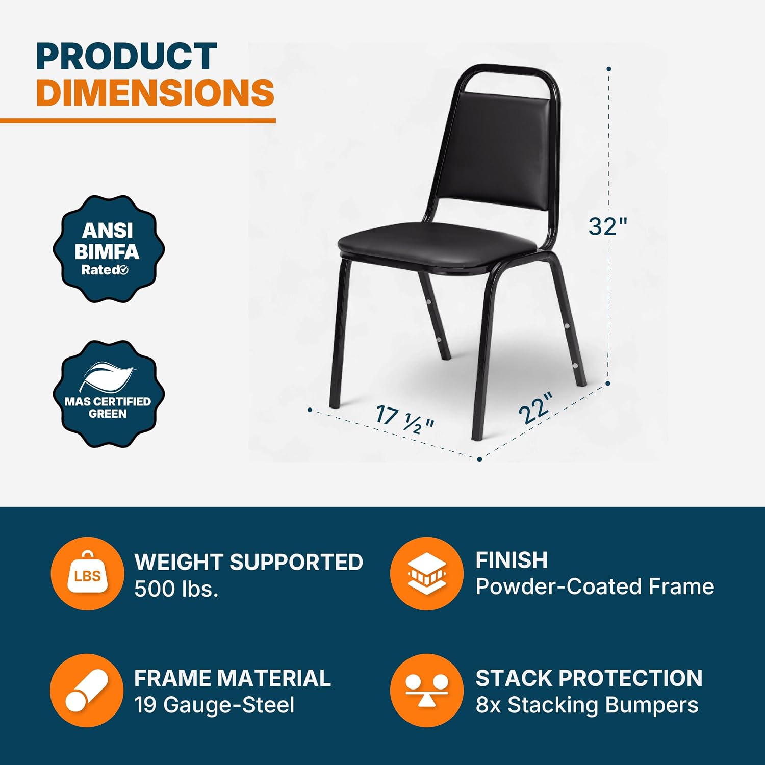 OEF Furnishings OEF9110-B/4 Banquet Chairs Premium Commercial Seating (4 Pack, Vinyl, Black, Black Frame)
