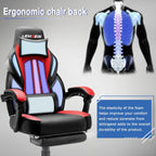 LEMBERI Big and Tall Gaming Chair 400lb Capacity, Heavy-Duty Office Chair with Reinforced Footrest, Wide Seat High Back PC Desk Chair with Linkage Armrests, Thickened Steel Frame, PU Leather, Red