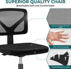 DUMOS Small Office Chair Armless, Ergonomic Adjustable Home Office Swivel Rolling Task Chair No Arms, Comfy Mesh Mid Back Computer Work Vanity Desk Chiars with Wheels for Small Spaces, Inky