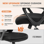 Sweetcrispy Home Office Managerial Executive Chair with Ergonomic Design, Mid-Back Mesh 360° Swivel, Comfortable Lumbar Support, Comfy Arms for Bedroom,Study,Student, Black