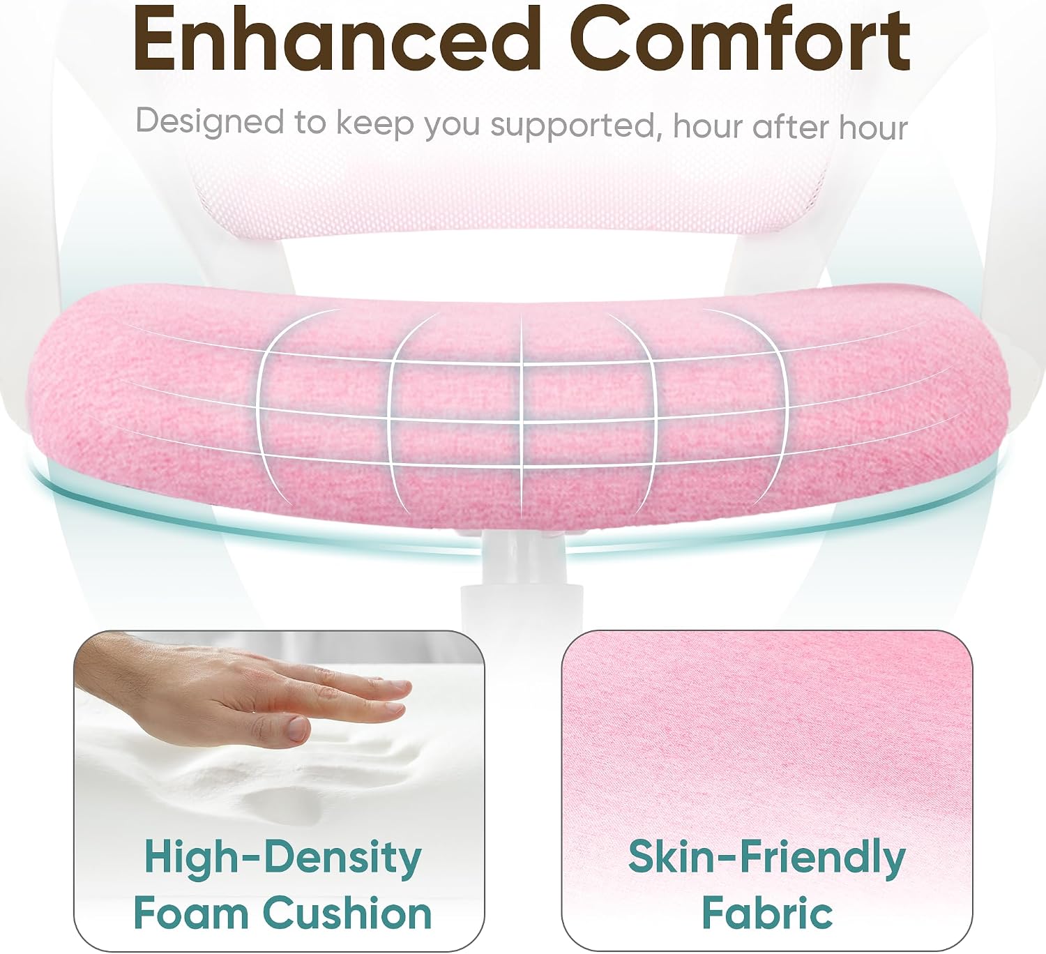 ETONEX Office Chair with Ergonomic Mid Back Cushion Lumbar Support Adjustable Swivel Rolling Computer Gaming Desk Chair Comfy Mesh Seat Wheels Home Executive Use (Pink)