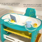 WHY TOYS Kids Table and Chair Set The Table Can Be Graffiti and The Height Can Be Raised and Lowered for Children Age 2-10 The Order Includes Watercolor Pen and Blackboard Eraser